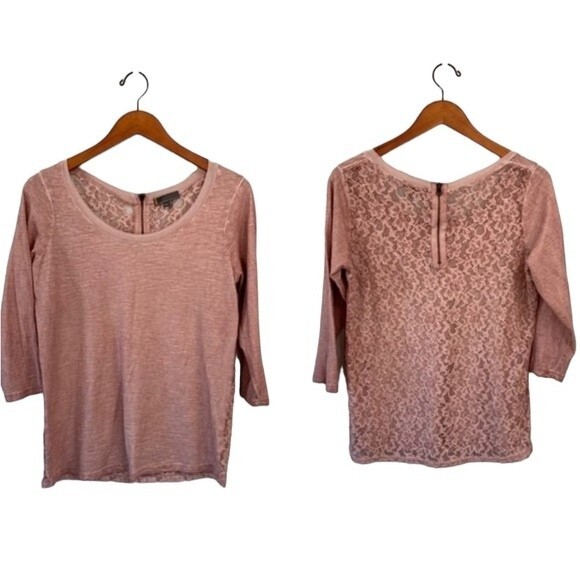Jeans by Buffalo Lace Embroidered Top 3/4 Sleeve Exposed Back Zip Barbie Pink - Picture 1 of 13
